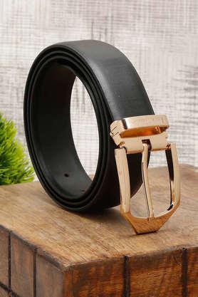 men's italian leather belt (black) - black