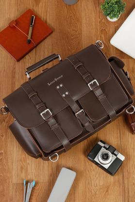 men's italian leather laptop bag multifunctional executive briefcase - brown