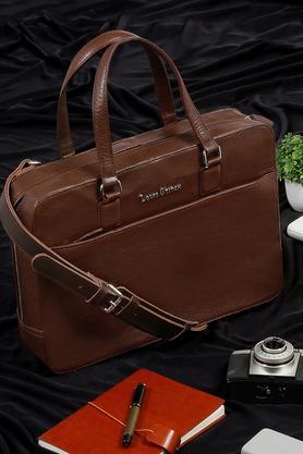 men's italian leather laptop bag multifunctional executive briefcase - brown