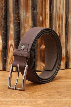 men's italian nubuck leather matt finish belt (brown) - brown