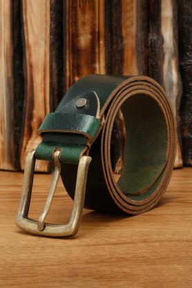 men's italian raw crunch leather belt (green) - green