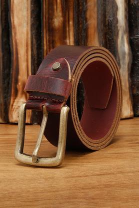 men's italian raw crunch leather belt (rosewood) - maroon