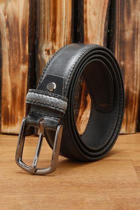 men's italian raw crunch leather belt american style (ash grey) - grey