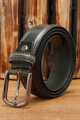 men's italian raw crunch leather belt american style (seaweed green) - green