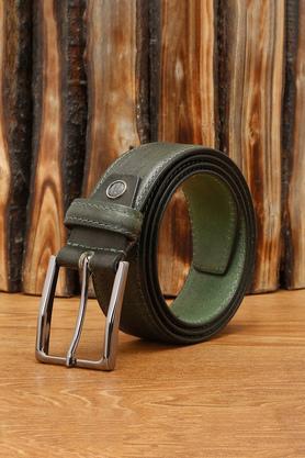 men's italian raw leather hand finished belt (green) - green