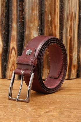 men's italian raw leather hand finished belt (rosewood) - maroon