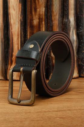 men's italian raw leather hand padded belt (green) - green