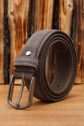 men's italian suede leather belt (ash grey) - grey