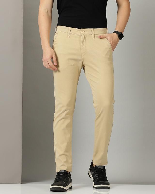 men's khaki slim fit trousers