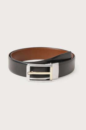 men's leather formal wear single side belt - black mix