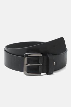 men's leather formal wear single side belt - black