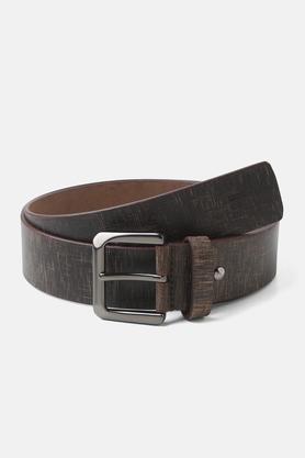 men's leather formal wear single side belt - brown