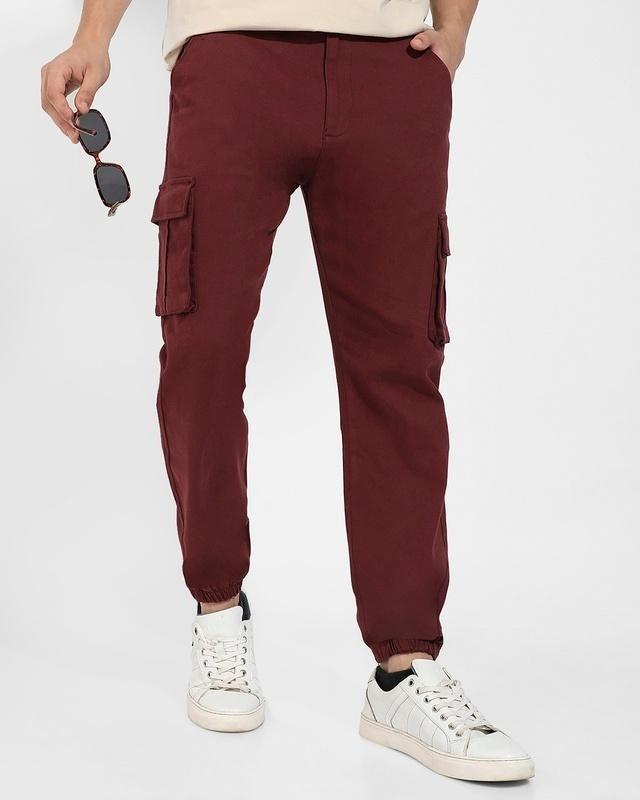 men's maroon cargo trousers