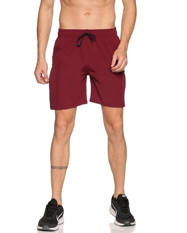 men's maroon elasticated shorts