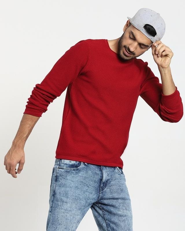 men's maroon flat knits sweater