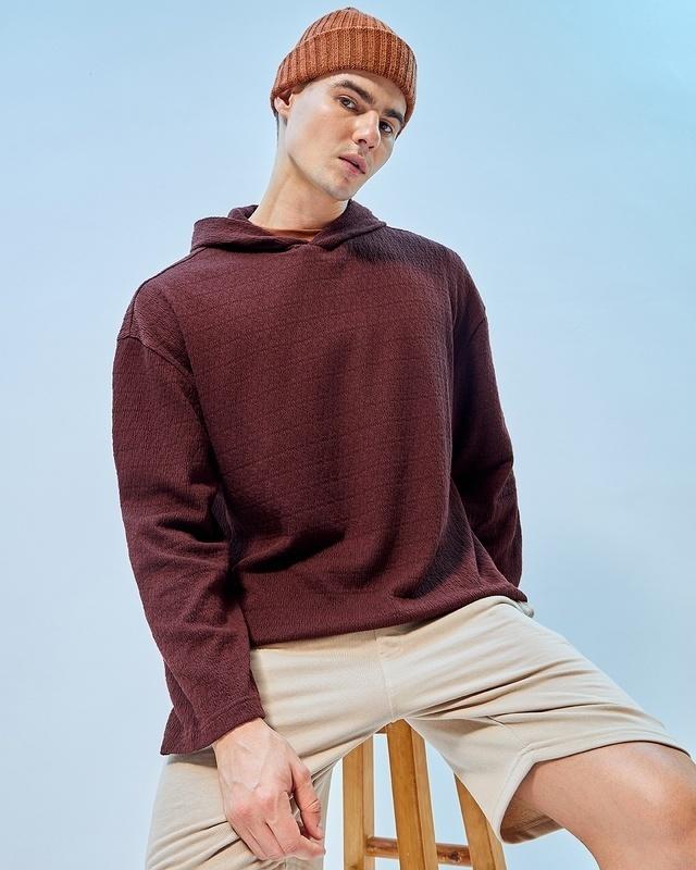 men's maroon oversized hoodie