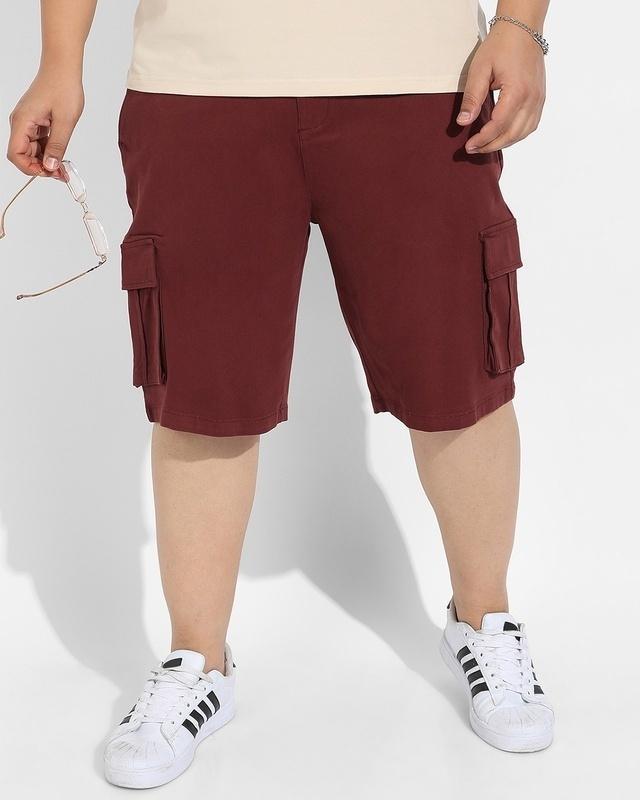 men's maroon oversized plus size cargo shorts