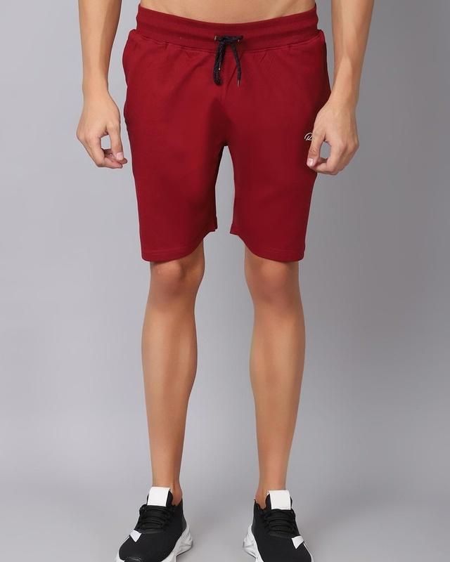 men's maroon slim fit shorts
