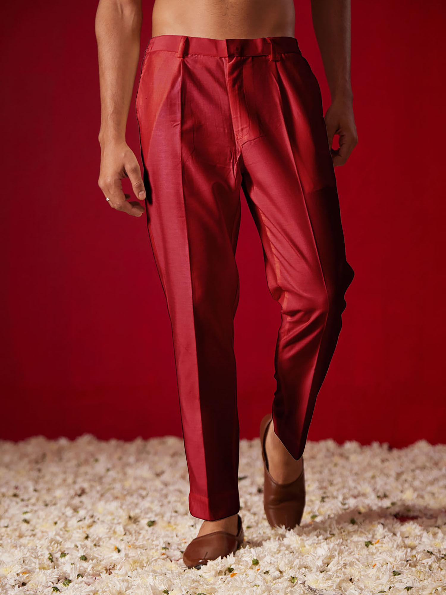 men's maroon viscose pant style pyjama