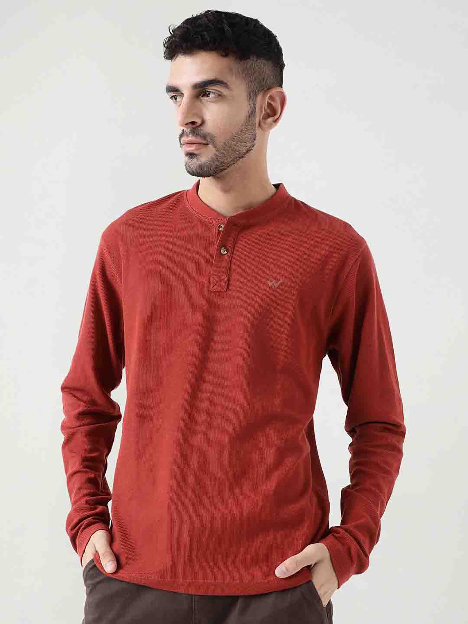 men's micropant knitted waffle henley t-shirt