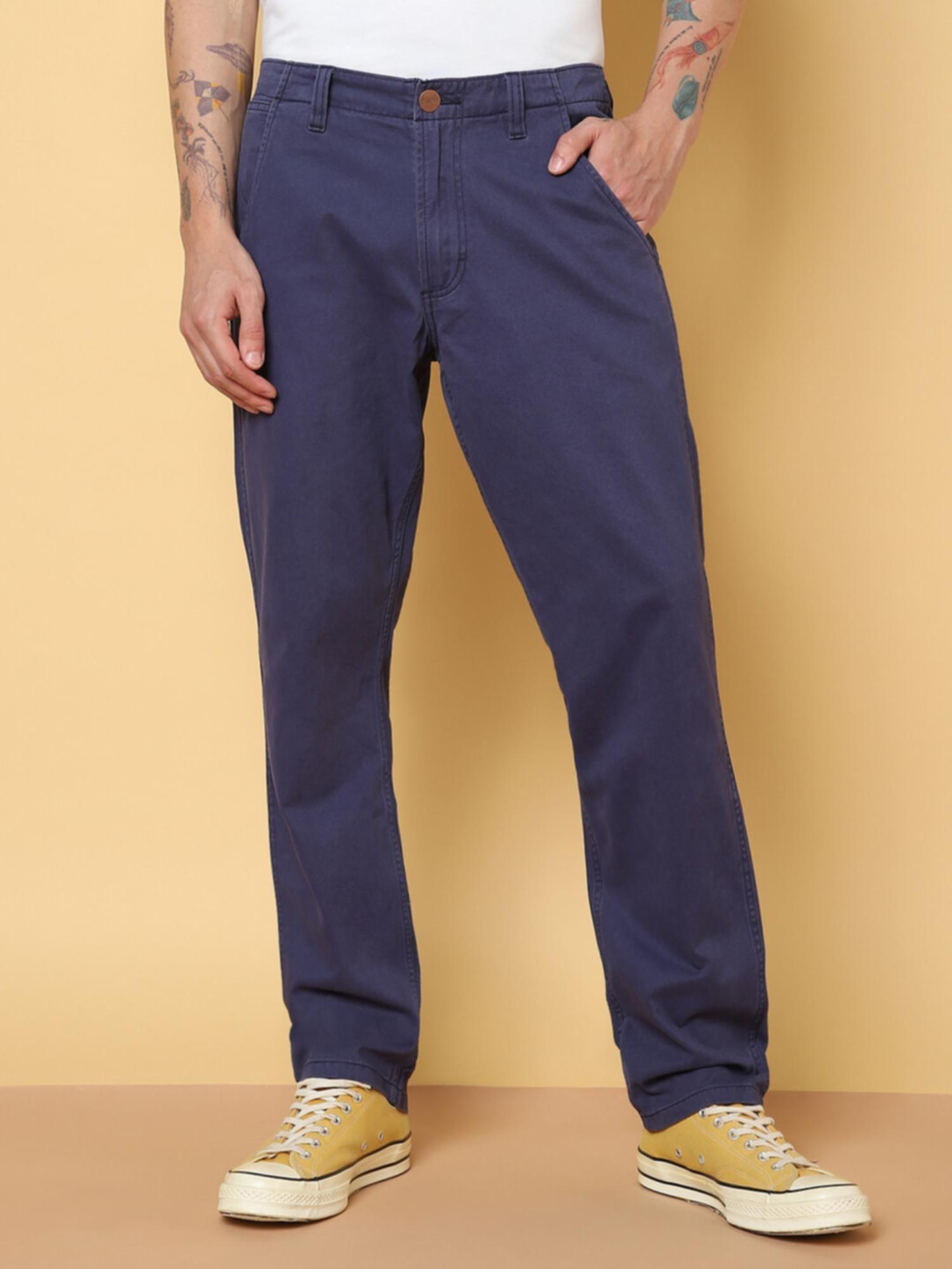 men's modern chino blue trousers