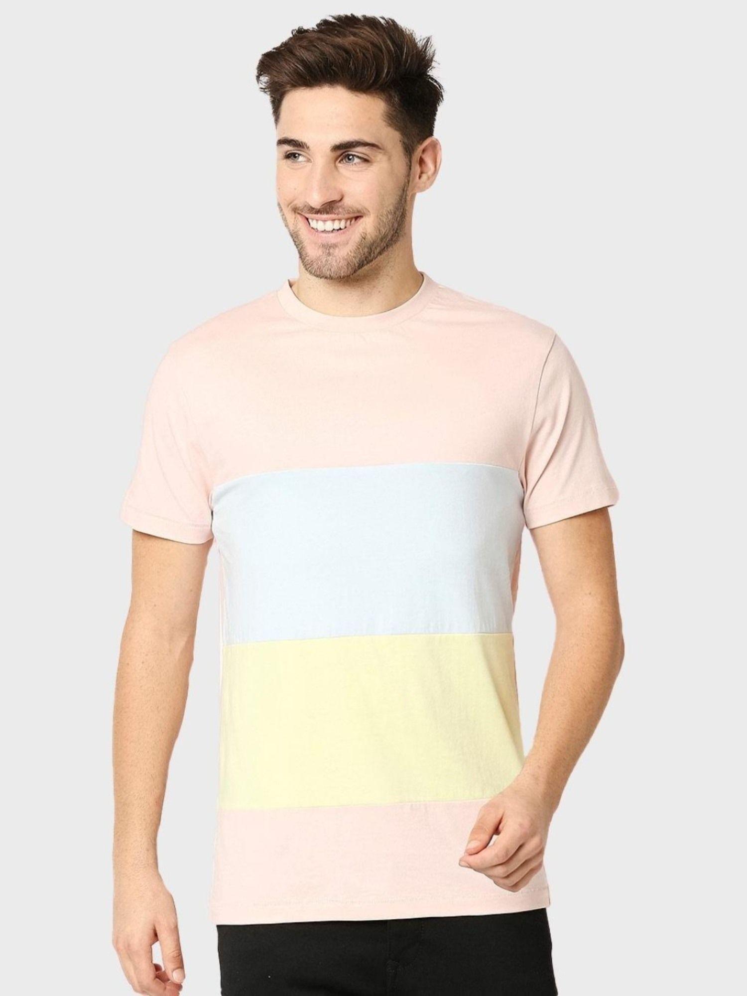 men's multi color block normal t-shirts