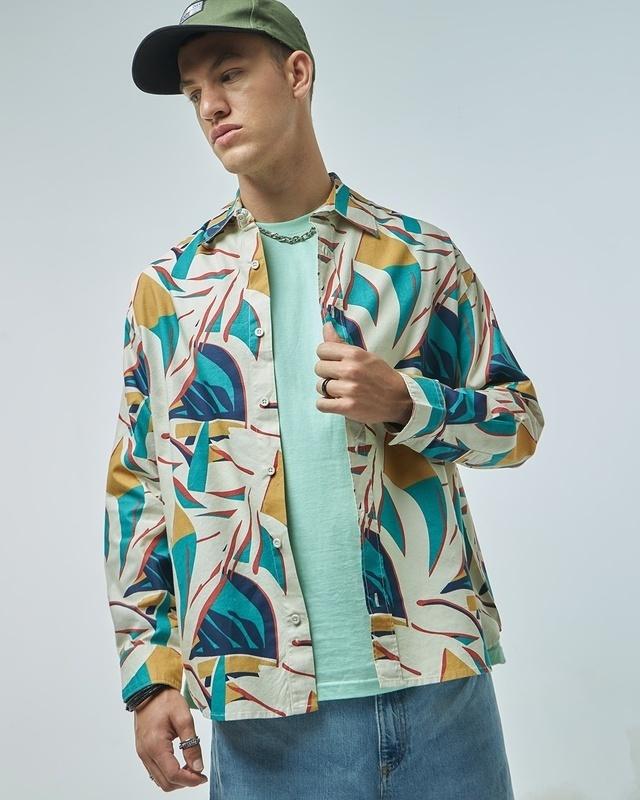 men's multicolor all over printed oversized shirt