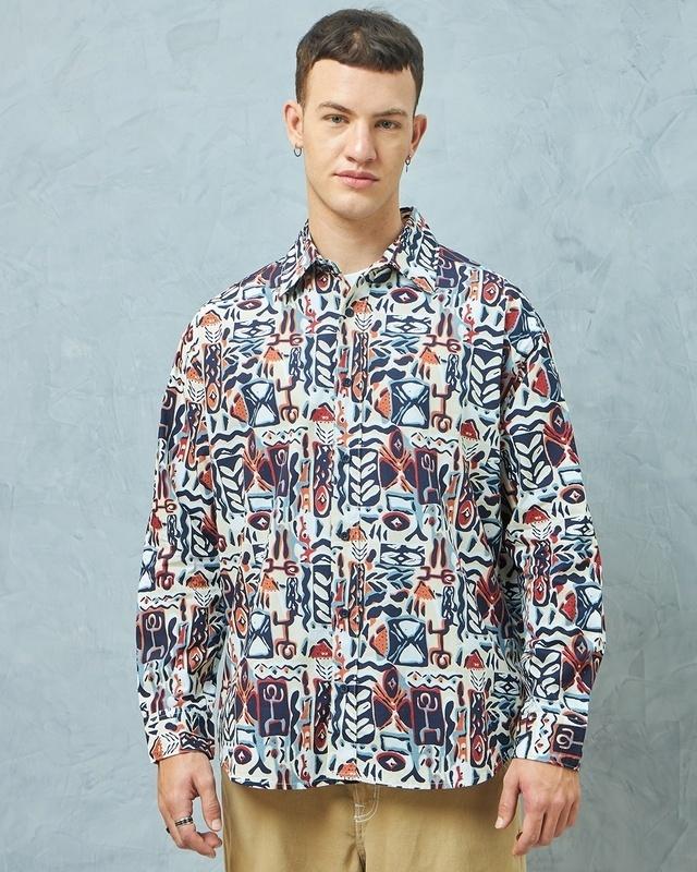 men's multicolor all over printed oversized shirt