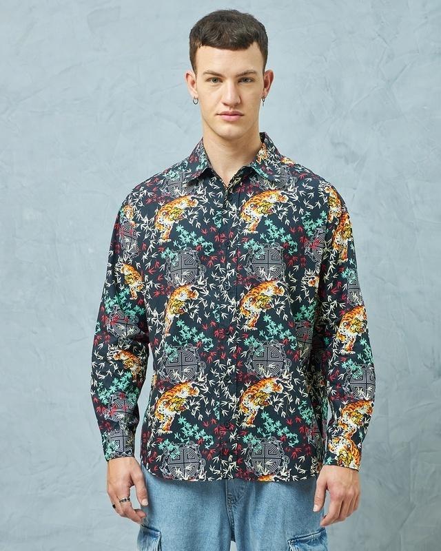 men's multicolor all over printed oversized shirt