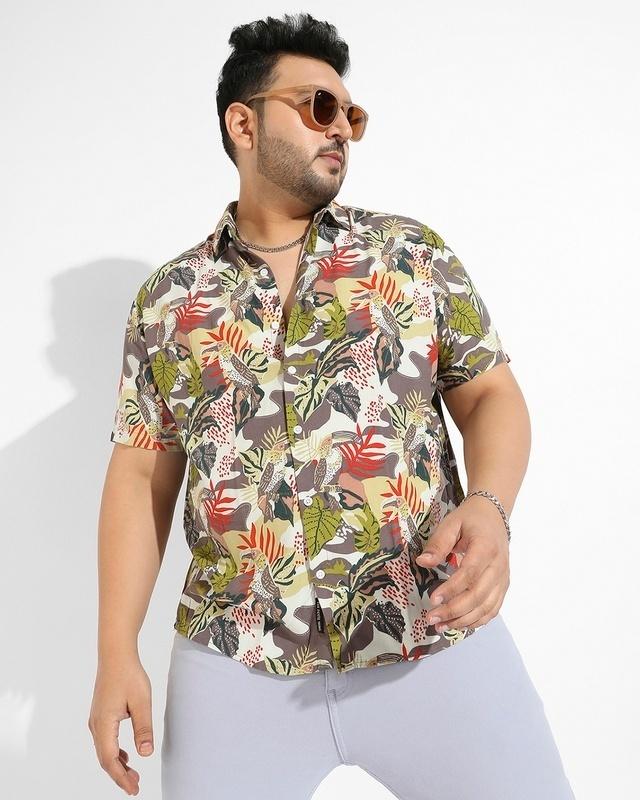 men's multicolor all over printed plus size shirt