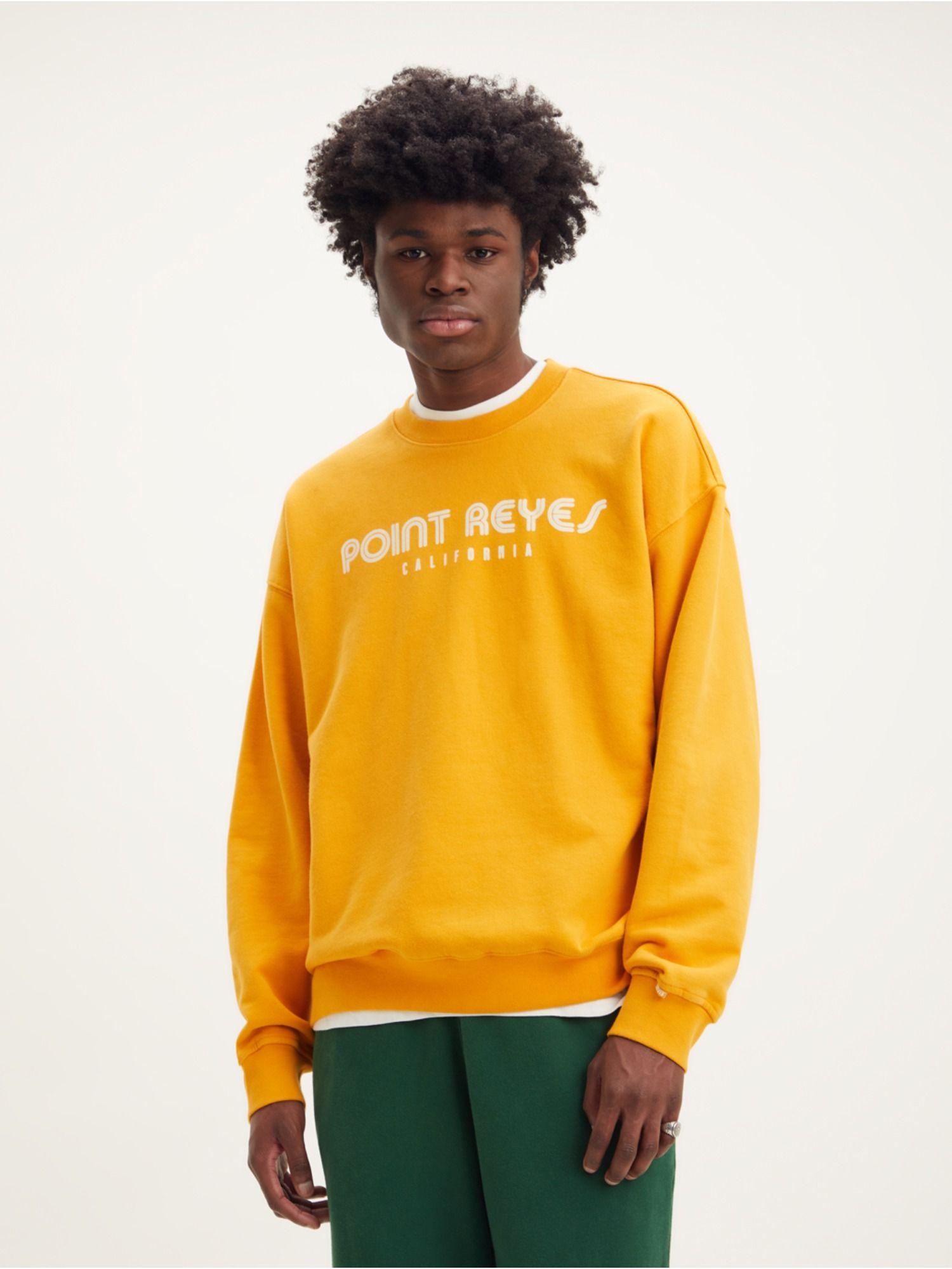 men's mustard gold tab crew neck sweatshirt