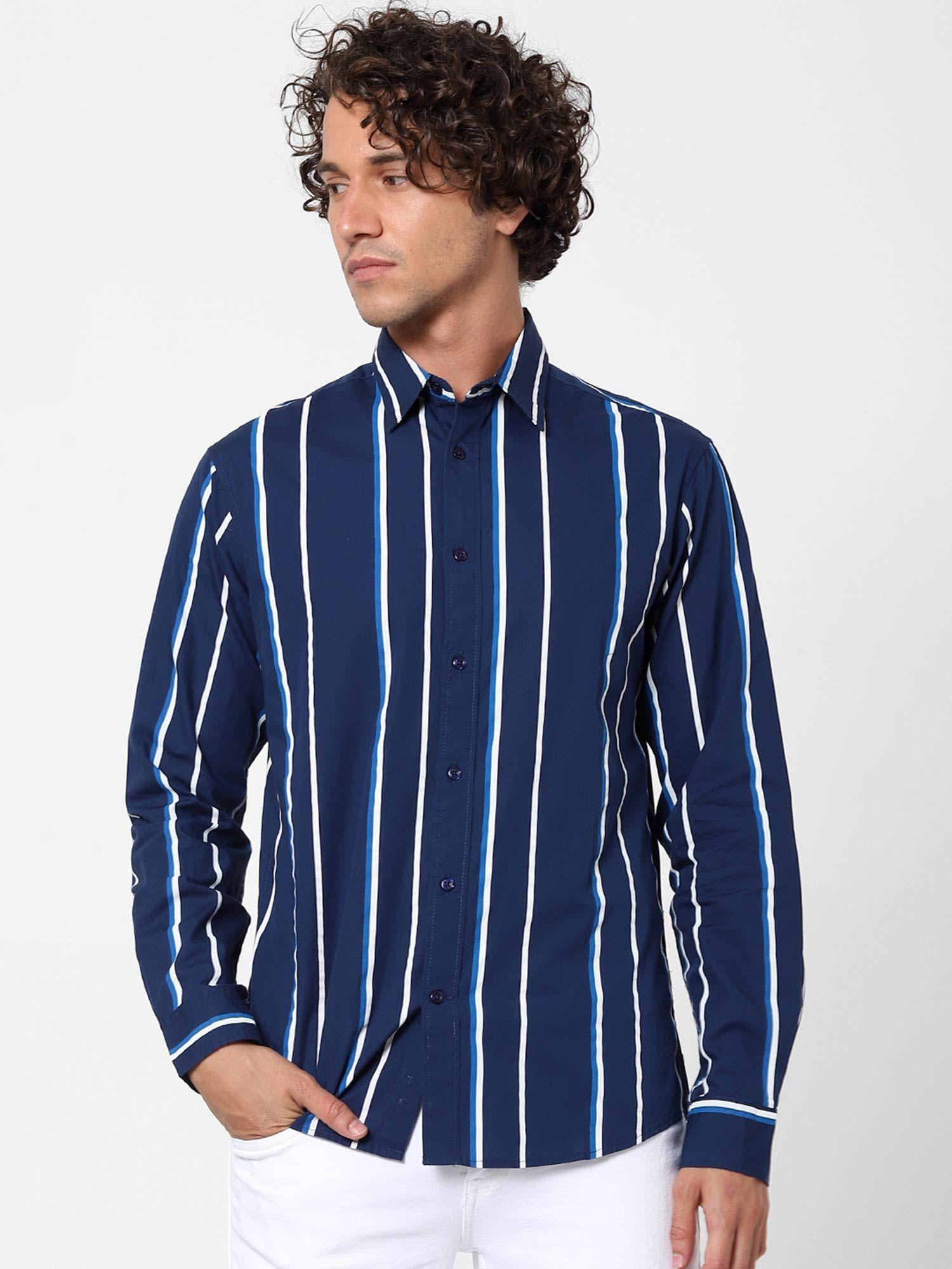 men's navy blue casual shirts
