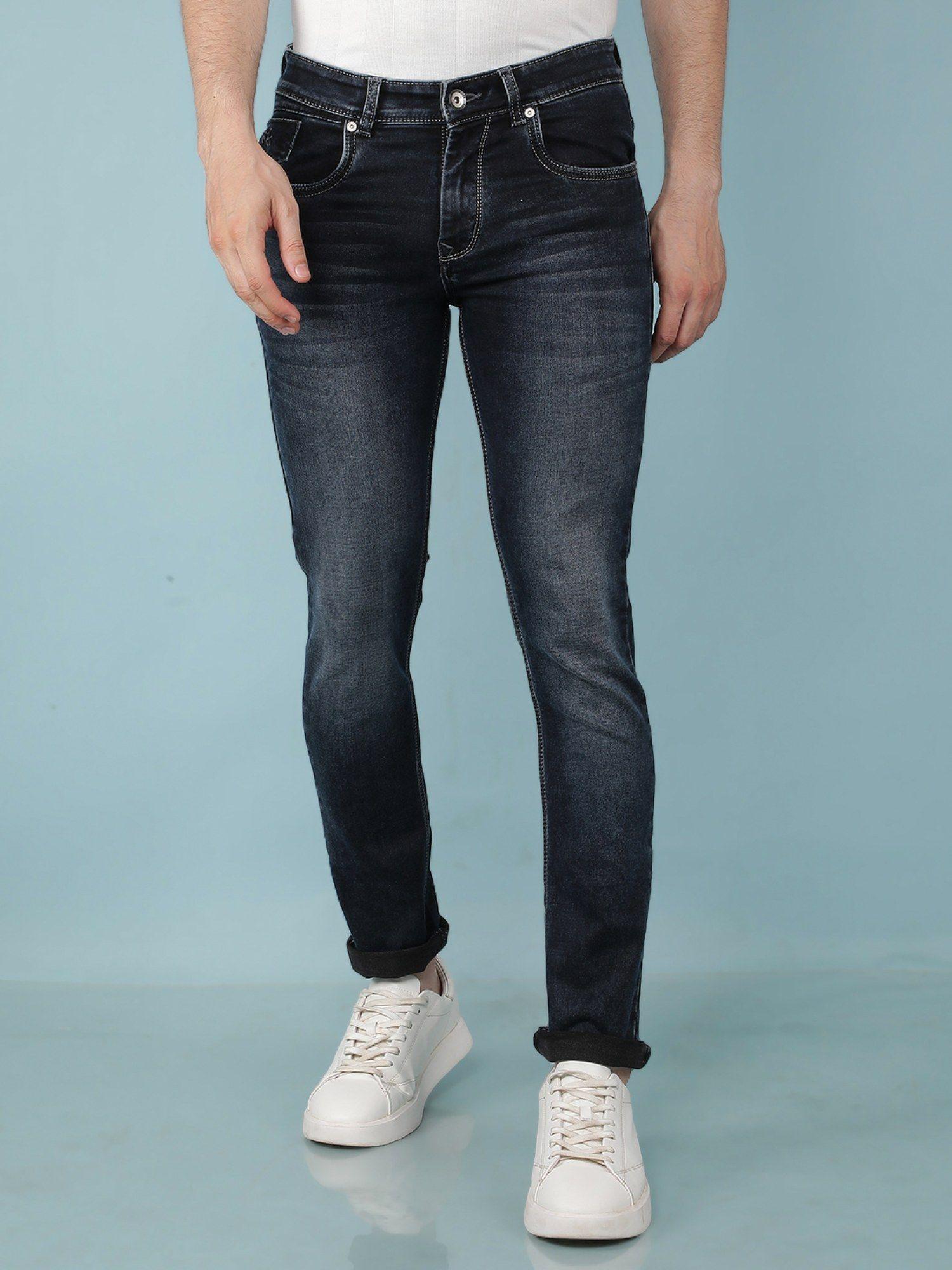 men's navy blue slim fit jeans