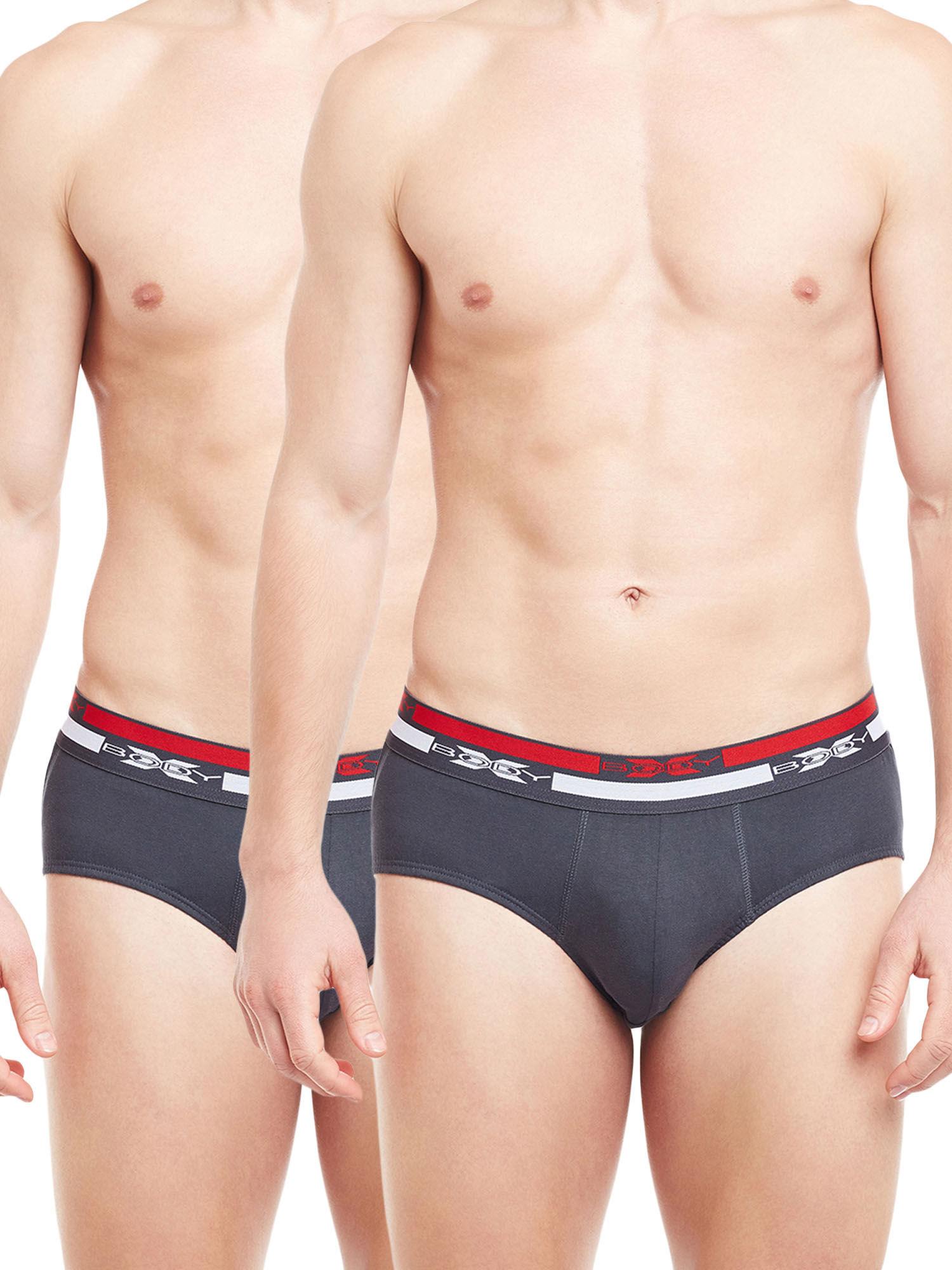 men's navy blue solid briefs by body care (pack of 2)