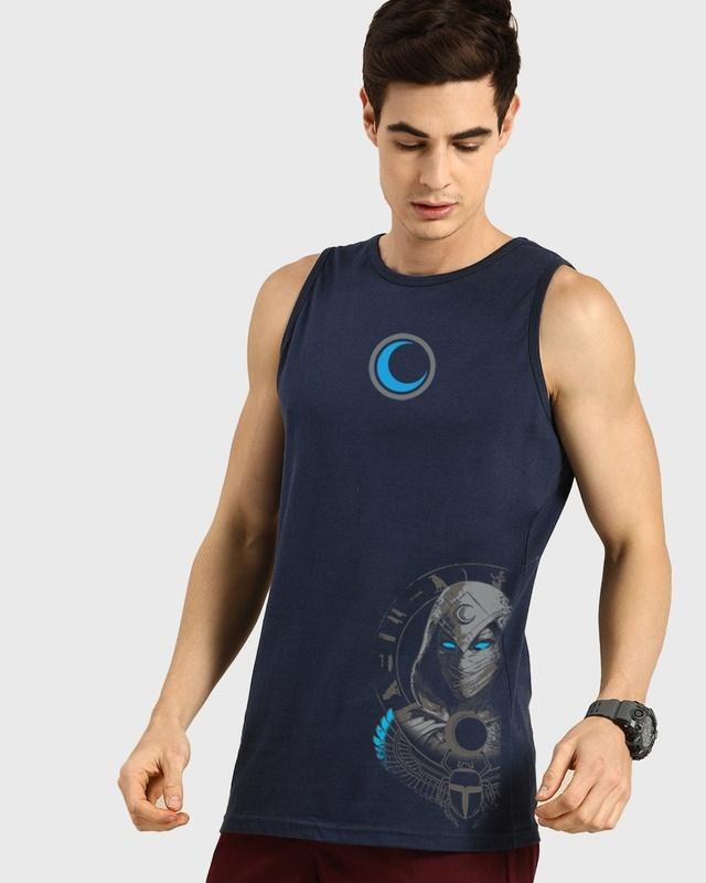 men's navy moon knight graphic printed vest