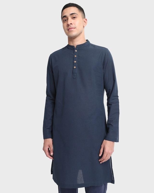 men's navy relaxed fit long kurta