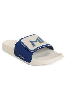 men's official mumbai indians velcro mi printed sliders - white