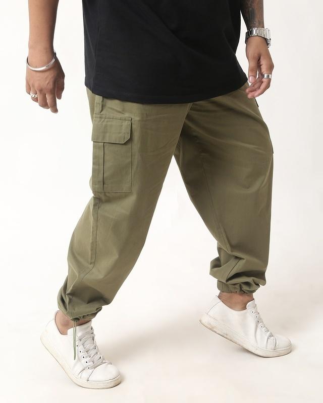 men's olive green loose comfort fit cargo parachute pants