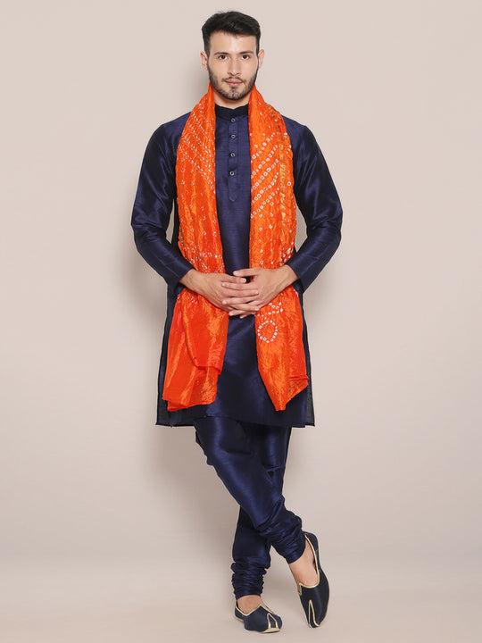 men's orange bandhini dupatta