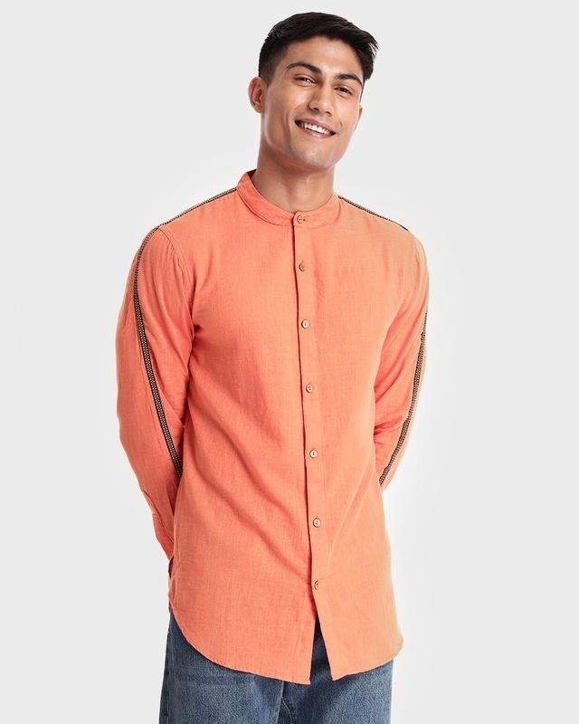 men's orange tape shirt