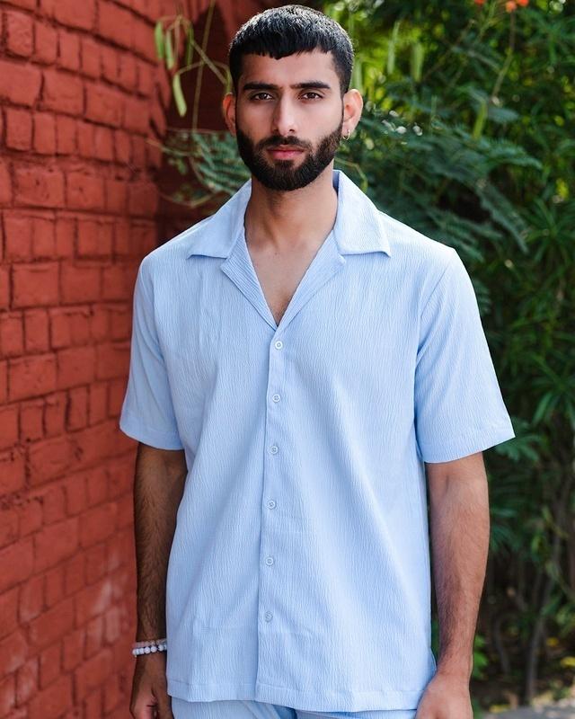 men's pale blue oversized shirt