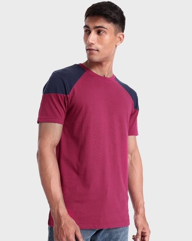 men's pink & blue color block t-shirt