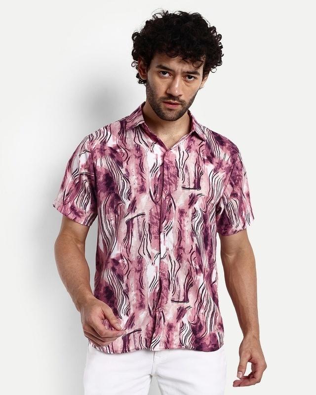 men's pink all over printed shirt