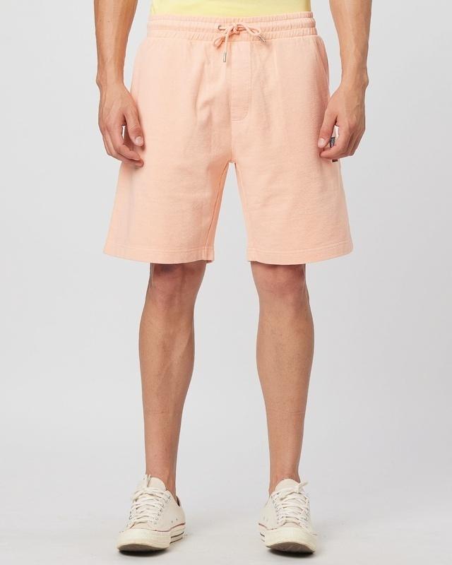 men's pink embroidered shorts