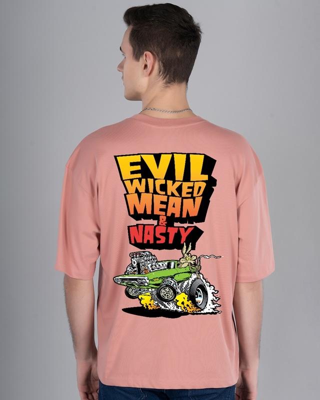 men's pink evil wicked graphic printed oversized t-shirt