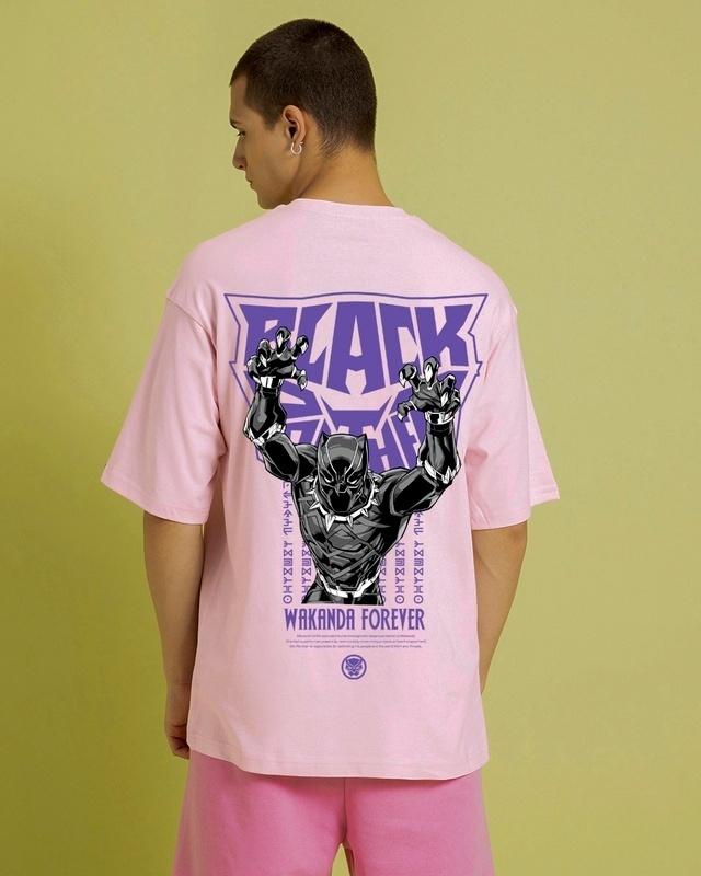 men's pink king t challa graphic printed oversized t-shirt