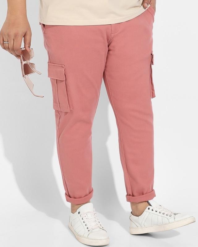 men's pink oversized plus size cargo trousers