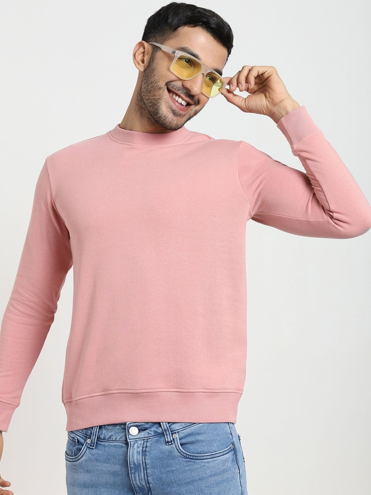 men's pink solid sweatshirt