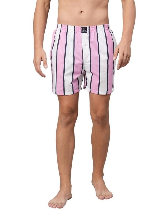 men's pink striped relaxed fit boxers