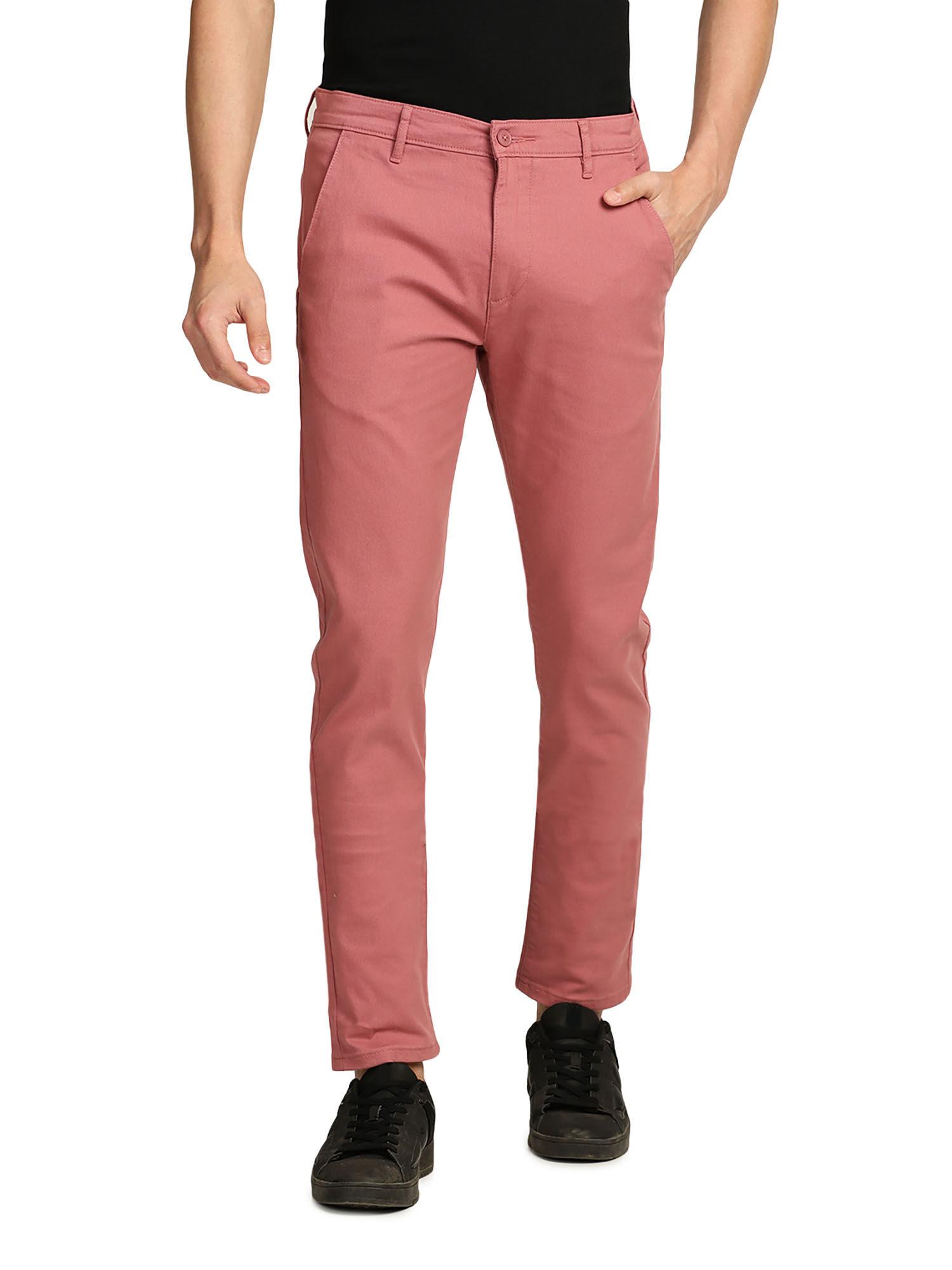 men's pink tapered trousers